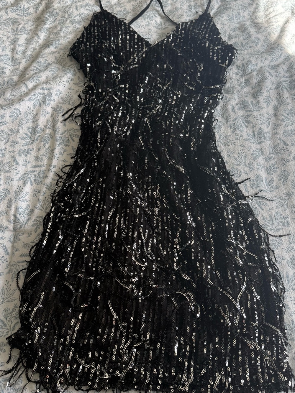 Fashion Nova Black Sequin Fringe Mini Dress